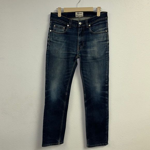 Acne Studios Ace Straight Raw Blue Jeans - Picture 1 of 5